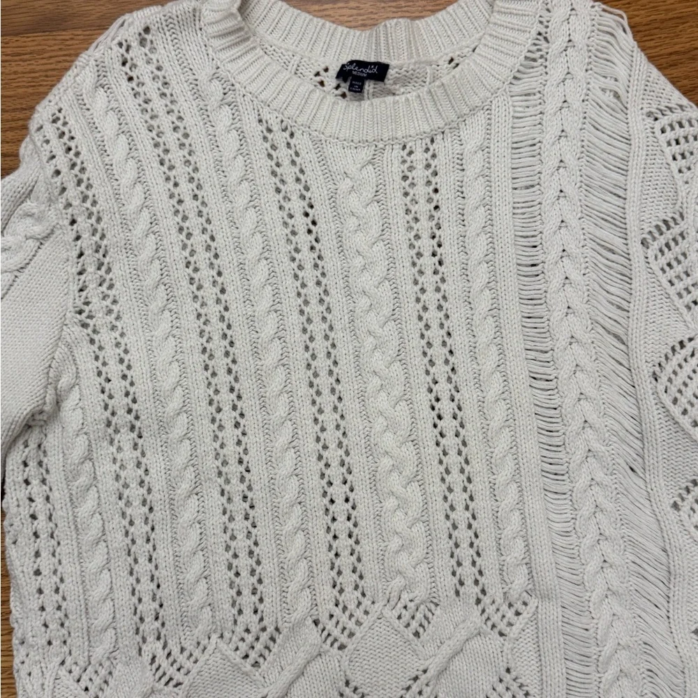 Splendid White Cable Knit Sweater Women’s M